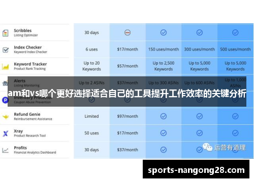 am和vs哪个更好选择适合自己的工具提升工作效率的关键分析